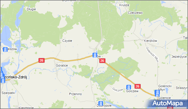 mapa Rów gmina Myślibórz, Rów gmina Myślibórz na mapie Targeo