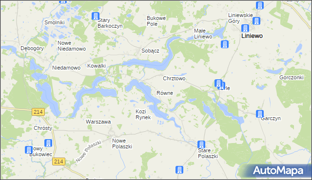 mapa Równe gmina Liniewo, Równe gmina Liniewo na mapie Targeo