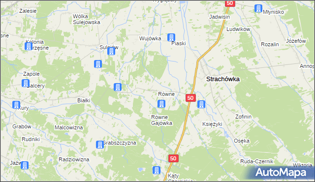 mapa Równe gmina Strachówka, Równe gmina Strachówka na mapie Targeo