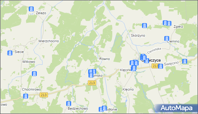 mapa Równo gmina Główczyce, Równo gmina Główczyce na mapie Targeo
