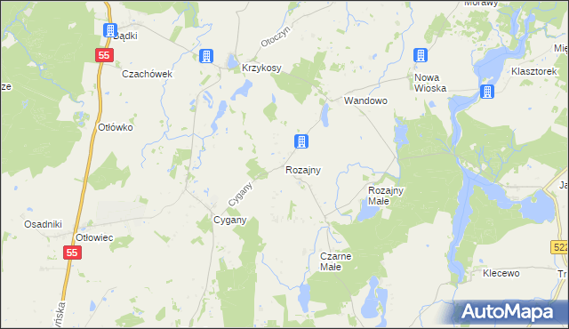 mapa Rozajny, Rozajny na mapie Targeo