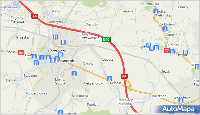 mapa Rozbórz, Rozbórz na mapie Targeo