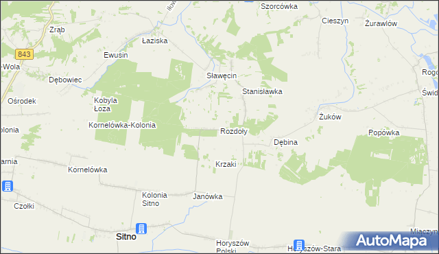 mapa Rozdoły gmina Sitno, Rozdoły gmina Sitno na mapie Targeo