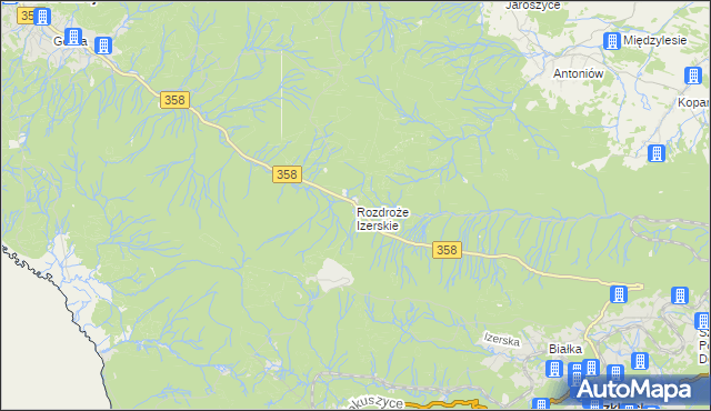 mapa Rozdroże Izerskie, Rozdroże Izerskie na mapie Targeo