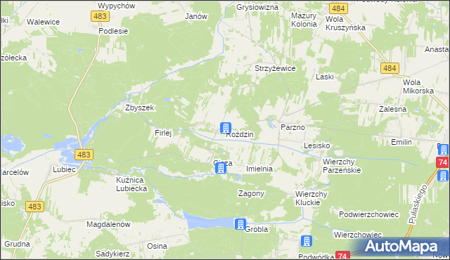 mapa Roździn, Roździn na mapie Targeo