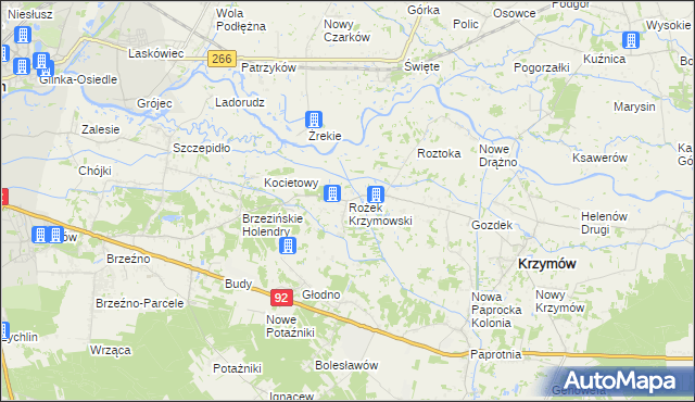 mapa Rożek Krzymowski, Rożek Krzymowski na mapie Targeo