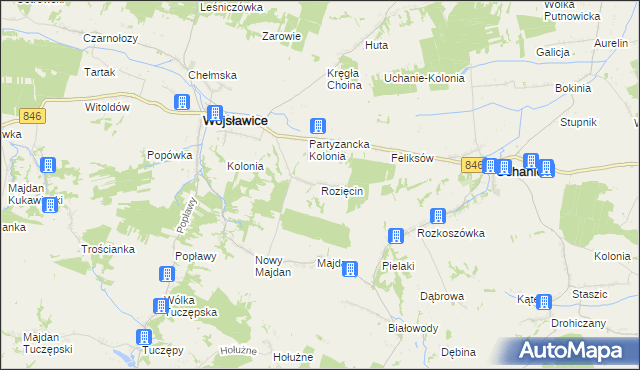 mapa Rozięcin, Rozięcin na mapie Targeo