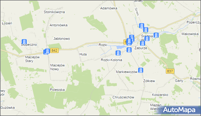 mapa Rożki-Kolonia, Rożki-Kolonia na mapie Targeo