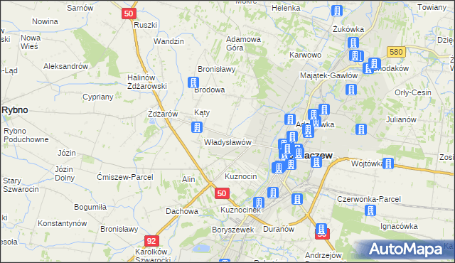 mapa Rozlazłów, Rozlazłów na mapie Targeo