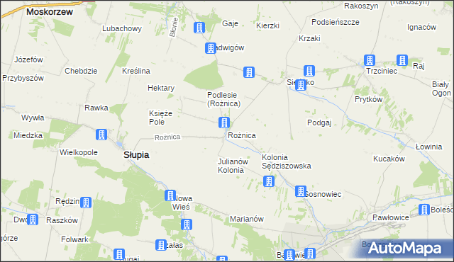 mapa Rożnica, Rożnica na mapie Targeo