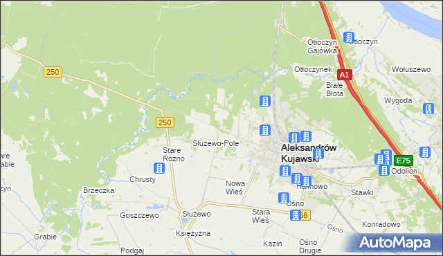 mapa Rożno-Parcele, Rożno-Parcele na mapie Targeo