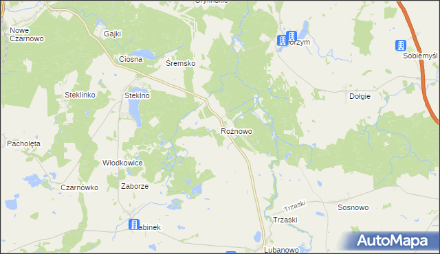 mapa Rożnowo gmina Banie, Rożnowo gmina Banie na mapie Targeo