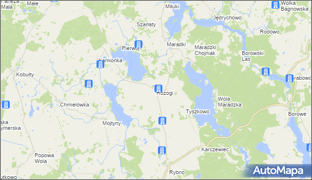 mapa Rozogi gmina Sorkwity, Rozogi gmina Sorkwity na mapie Targeo