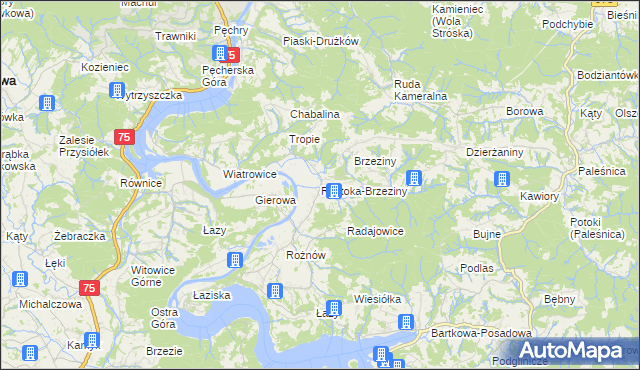 mapa Roztoka-Brzeziny, Roztoka-Brzeziny na mapie Targeo