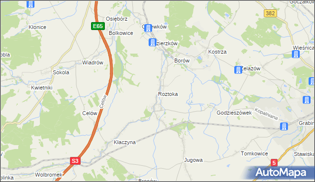 mapa Roztoka gmina Dobromierz, Roztoka gmina Dobromierz na mapie Targeo