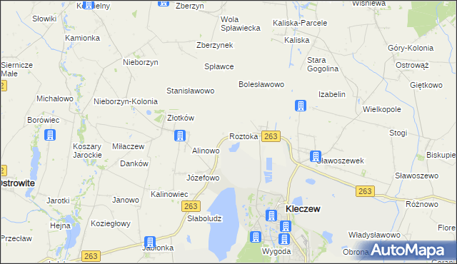 mapa Roztoka gmina Kleczew, Roztoka gmina Kleczew na mapie Targeo