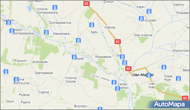 mapa Rozwadów gmina Ulan-Majorat, Rozwadów gmina Ulan-Majorat na mapie Targeo