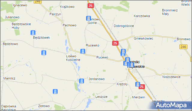 mapa Rucewo gmina Złotniki Kujawskie, Rucewo gmina Złotniki Kujawskie na mapie Targeo