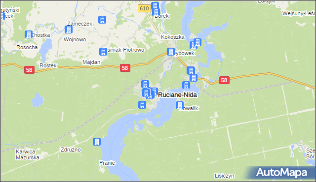 mapa Ruciane-Nida, Ruciane-Nida na mapie Targeo