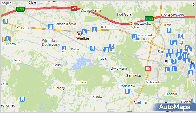 mapa Ruda gmina Dębe Wielkie, Ruda gmina Dębe Wielkie na mapie Targeo