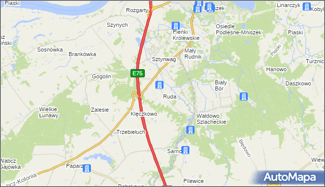 mapa Ruda gmina Grudziądz, Ruda gmina Grudziądz na mapie Targeo