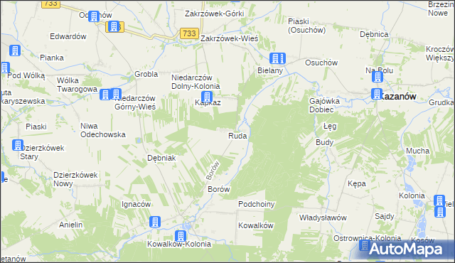 mapa Ruda gmina Kazanów, Ruda gmina Kazanów na mapie Targeo