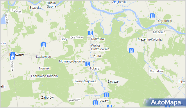 mapa Ruda gmina Korczew, Ruda gmina Korczew na mapie Targeo