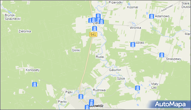 mapa Ruda gmina Lubowidz, Ruda gmina Lubowidz na mapie Targeo