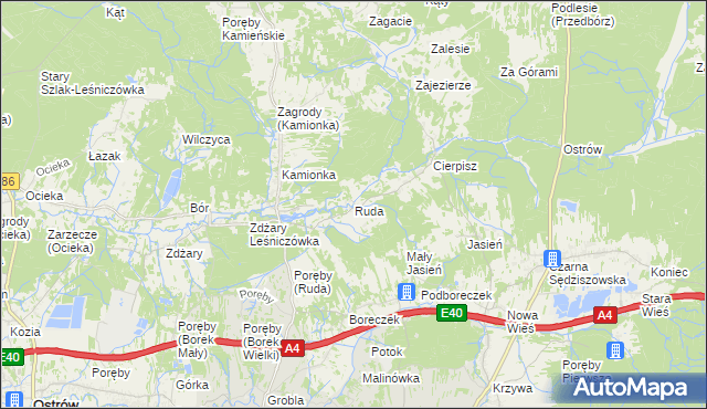 mapa Ruda gmina Sędziszów Małopolski, Ruda gmina Sędziszów Małopolski na mapie Targeo