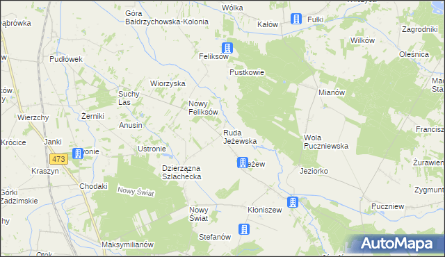 mapa Ruda Jeżewska, Ruda Jeżewska na mapie Targeo