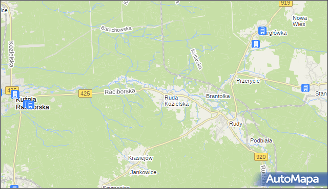 mapa Ruda Kozielska, Ruda Kozielska na mapie Targeo