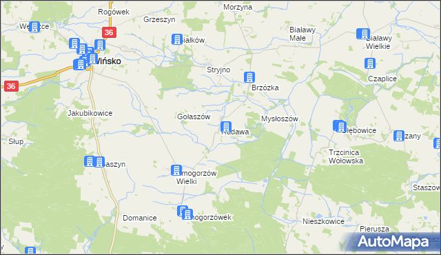 mapa Rudawa gmina Wińsko, Rudawa gmina Wińsko na mapie Targeo