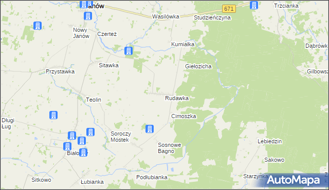 mapa Rudawka gmina Janów, Rudawka gmina Janów na mapie Targeo