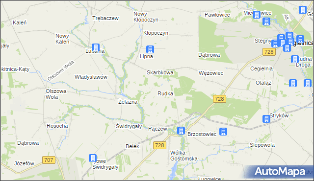 mapa Rudka gmina Sadkowice, Rudka gmina Sadkowice na mapie Targeo