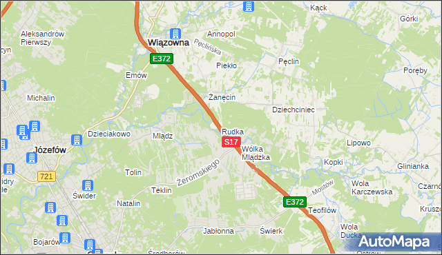 mapa Rudka gmina Wiązowna, Rudka gmina Wiązowna na mapie Targeo