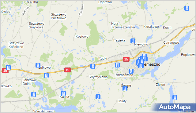 mapa Rudki gmina Trzemeszno, Rudki gmina Trzemeszno na mapie Targeo