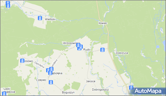 mapa Rudki gmina Wałcz, Rudki gmina Wałcz na mapie Targeo