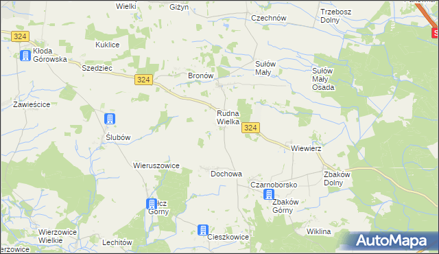 mapa Rudna Mała gmina Wąsosz, Rudna Mała gmina Wąsosz na mapie Targeo