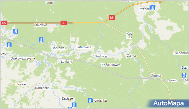 mapa Rudnica gmina Zabłudów, Rudnica gmina Zabłudów na mapie Targeo