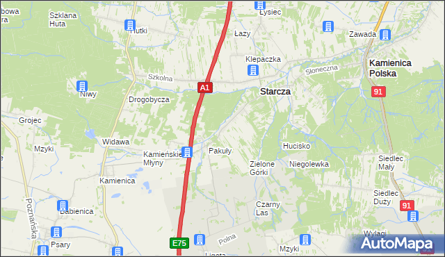 mapa Rudnik Mały gmina Starcza, Rudnik Mały gmina Starcza na mapie Targeo
