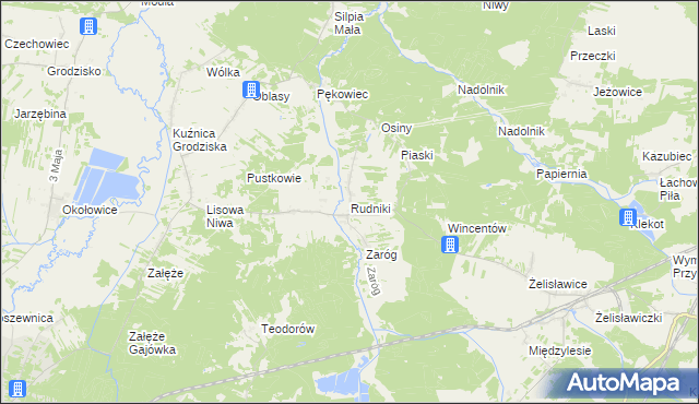 mapa Rudniki gmina Koniecpol, Rudniki gmina Koniecpol na mapie Targeo