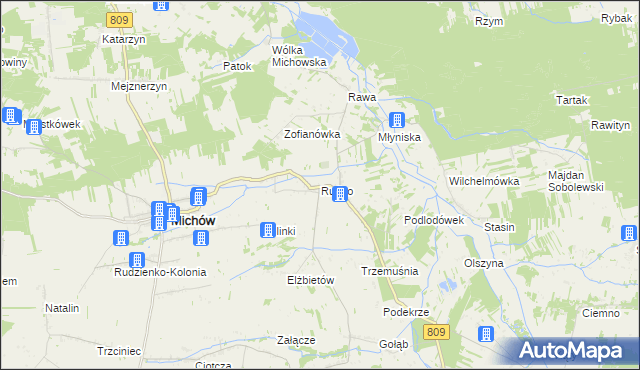 mapa Rudno gmina Michów, Rudno gmina Michów na mapie Targeo