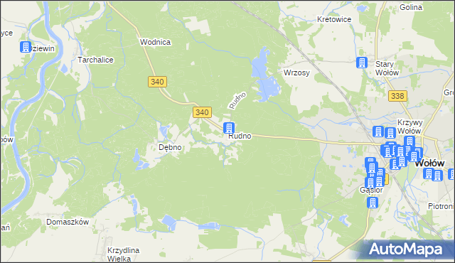 mapa Rudno gmina Wołów, Rudno gmina Wołów na mapie Targeo