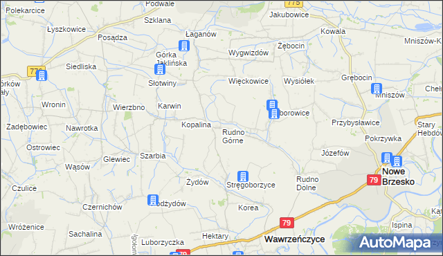 mapa Rudno Górne, Rudno Górne na mapie Targeo