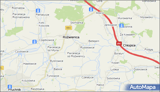 mapa Rudołowice, Rudołowice na mapie Targeo