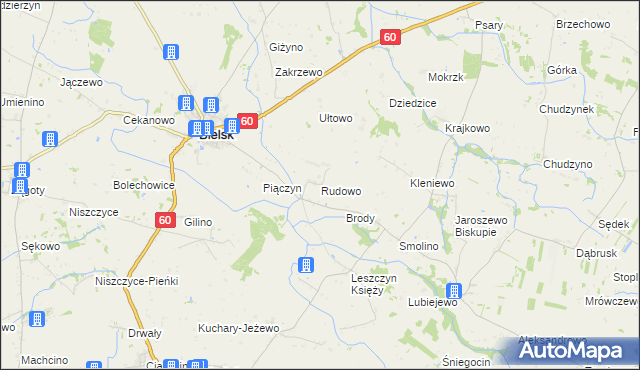 mapa Rudowo gmina Bielsk, Rudowo gmina Bielsk na mapie Targeo