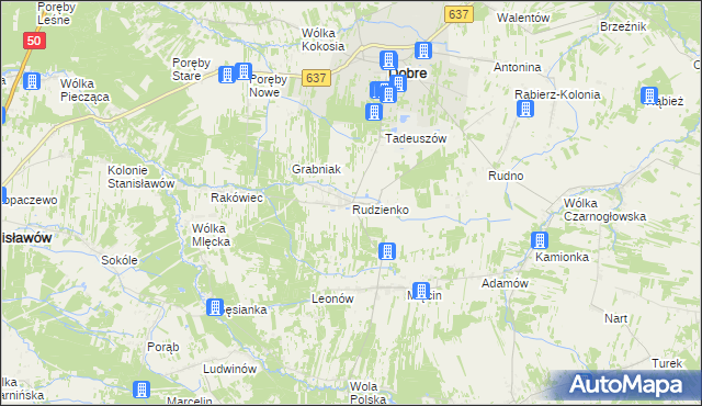 mapa Rudzienko gmina Dobre, Rudzienko gmina Dobre na mapie Targeo