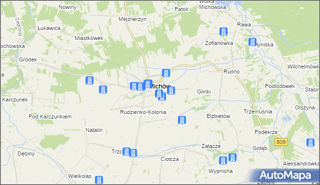 mapa Rudzienko gmina Michów, Rudzienko gmina Michów na mapie Targeo