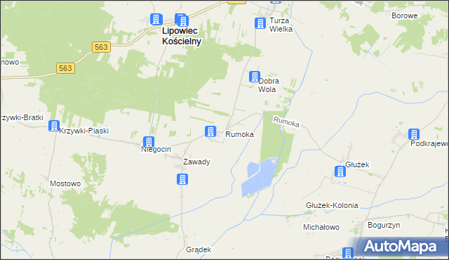 mapa Rumoka gmina Lipowiec Kościelny, Rumoka gmina Lipowiec Kościelny na mapie Targeo