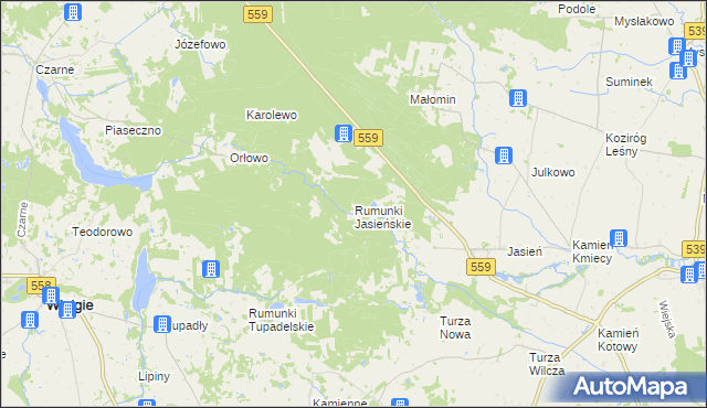 mapa Rumunki Jasieńskie, Rumunki Jasieńskie na mapie Targeo